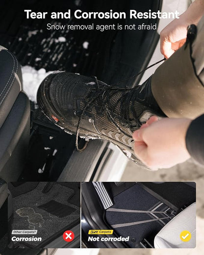 3W Tesla Model Y 2025 2026 Juniper Floor Mats, Full Set with Carpets, Metal Pedal, Double Layer, Model Y Car Accessories TPE All Weather Waterproof Custom Fit Truck Liners Premium/Performance Model