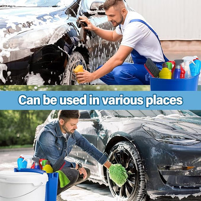 2 Pcs Car Detailing Bucket Organizer 10.2 x 7.8 x 5.5 Inch Car Washing Bucket Caddy Portable Multipurpose Hanging Organizer for Accessories Tool Home Garden Camping (Blue)