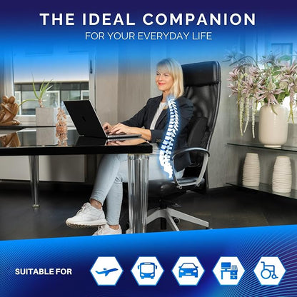 Healthfix® Ergonomic Lumbar Support Pillow – Expertly Designed in Germany – Improves Posture & Relieves Back Pain – Memory Foam Back Cushion for Office Chair & Couch - Medium (130–200 lbs)