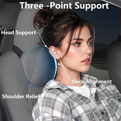 Car Headrest Pillow for Neck Support Memory Foam Car Neck Pillow Universal Fit Head Rest Travel Pillow Car Pillow for Pain Relief While Driving Grey 2pc