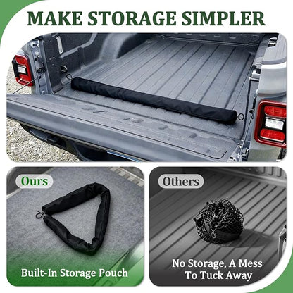3-Layer Cargo Net for Ford F150 / F250 / F350 / F450 2015-2026, Zipper Bag Truck Bed Net for Groceries, Heavy Duty Oxford Cargo Organizer Storage Nets with Carabiners
