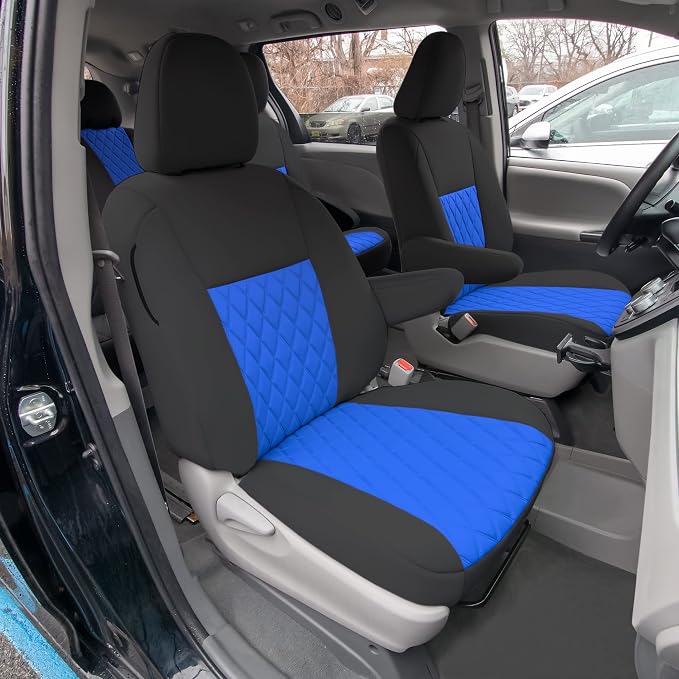 FH Group Custom Fit Car Seat Covers Specifically Made for 2011-2020 Toyota Sienna 7 Seater with Ultraflex Neoprene Water Resistant Automotive Seat Covers - Full Set Blue