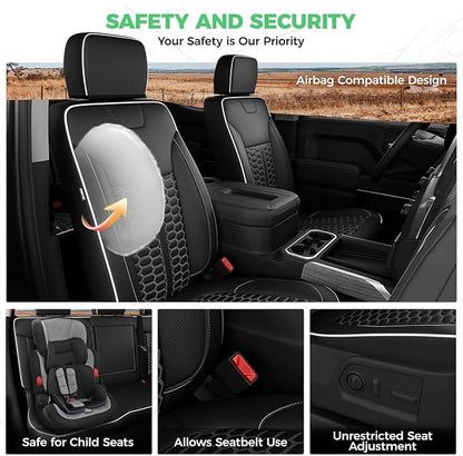 Custom Leather Seat Covers for Silverado/Sierra 1500 2019-2026, 2500HD 3500HD 2020-2026 Crew Cab Full Set with Jump Seat Cover (Armrest Storage Version Only), Truck Accessories