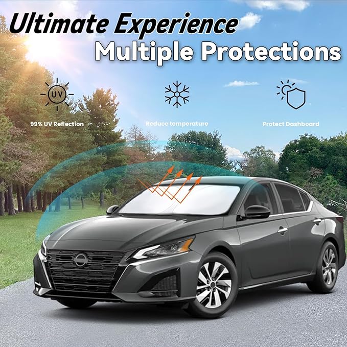 Windshield Sun Shade for 2019-2026 Nissan Altima - Car Front Window Sun Visor & Heat Shield Accessories | 240T Sunshade Blocks UV Rays Sheld
