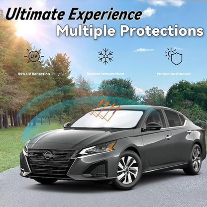 Windshield Sun Shade for 2019-2026 Nissan Altima - Car Front Window Sun Visor & Heat Shield Accessories | 240T Sunshade Blocks UV Rays Sheld