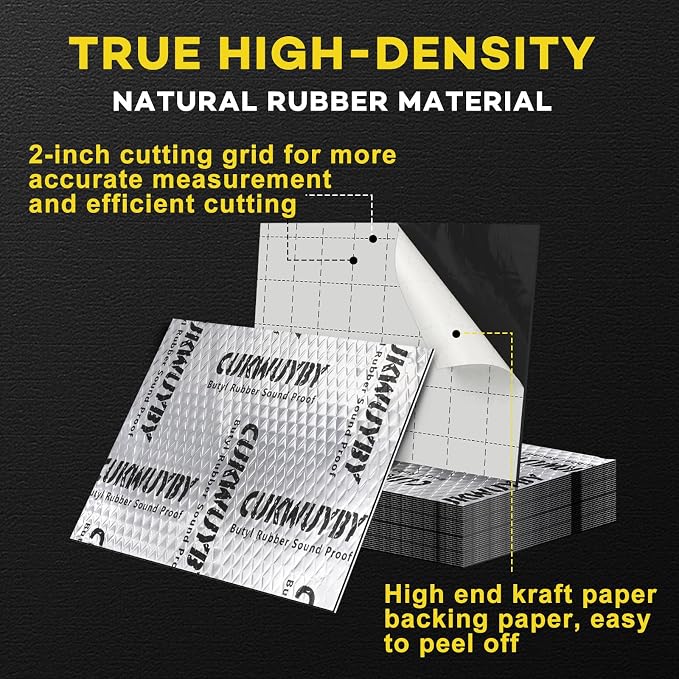 Sound Deading Material for Cars, 80mil (2mm) 20 sqft (1.86 sqm) Car Sound Deadening Mat, Butyl Automotive Sound Deadener, Noise Insulation and Vibration Dampening Material (18 pcs)