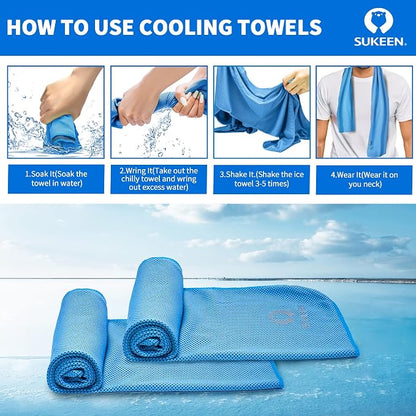 Sukeen Cooling Towels for Neck and Face, 4 Pack Cooling Towels for hot Weather (40"x12"), Cooling Rags for Yoga, Sport, Running, Workout,Gym, Camping, Fitness, Workout & More