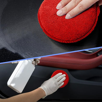 12 Pack Microfiber Applicator Pad Microfiber Sponge for Car Include Round Wax Microfiber Applicator Rectangle Car Drying Towel Exterior Auto Detailing Kit for Cleaning (Red)