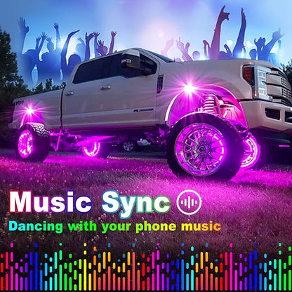 YiLaie RGB LED Rock Lights, with Phone App/Remote Control & Timing & Music Mode Rock Lights Kits, Waterproof Underglow Light for Jeep ATV RZR UTV SUV Off Road AUTO Motorcycle (6 Pods)