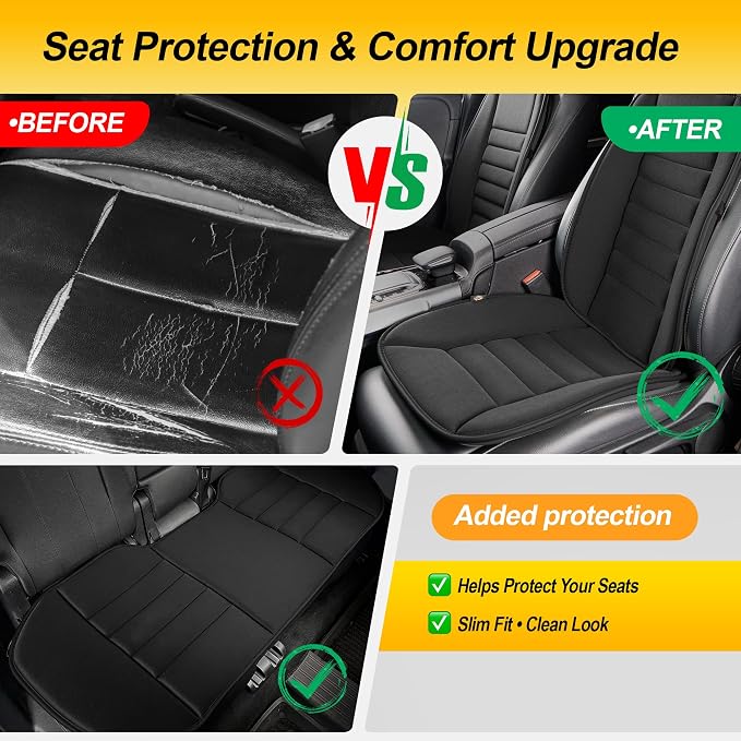 kingphenix 5-Piece Memory Foam Car Seat Cushion Set with Full Back Support Pillow, Comfort for Long Drives & Road Trips, Universal Automotive Comfort for Most Car, Van, Truck, SUV, Black