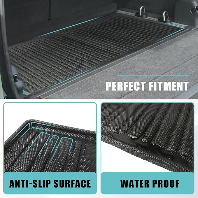 BestEvMod for Rivian R1S All Weather Trunk Mat Protection Accessories, 3D Cargo Liner TPE Material Compatible with Rivian R1S 2022-2025 2026 Interior Accessories