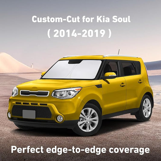 EcoNour Windshield Sunshade Compatible for Kia Soul 2014-2017 2018 2019, Sun Visor for Front Windshield & Window Sun Shade Cover, UV Heat Blocker & Protector, Car Accessories