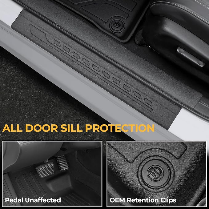 Floor Mats for Honda Civic 2016-2021, All Weather Floor Mats Trunk Cargo Liner and Door Sill Guards Accessories, Full Coverage Set (Fit Sedan Models)