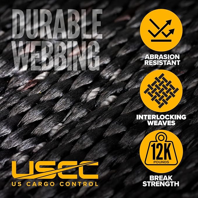 US Cargo Control E Track Cargo Nets for Trailers 82" x 82" (2 Pack), Adjustable Heavy Duty Cargo Net with Ratchets for E-Track and X-Track Systems, 8" x 8" Holes, Use in Enclosed Trailers, Box Trucks