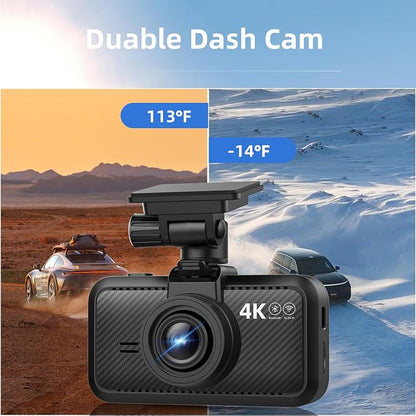 Miofive S1 4K Dash Cam Front - 2160P UHD Dash Camera for Cars, Built-in Wi-Fi, GPS, Bluetooth, 3" IPS Screen, HDR Super Night Vision, 24H Parking Mode, Support Max 512GB, Free 32GB Memory Card