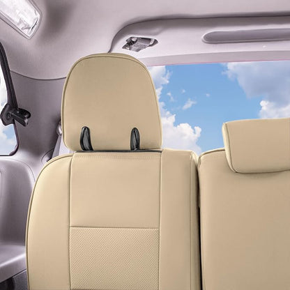 FH Group Custom Fit Car Seat Covers Specifically Made for 2011-2020 Toyota Sienna 7 Passenger, Car Seat Cover 3rd Row, Automotive Seat Covers in Solid Beige Faux Leather, Waterproof and Washable