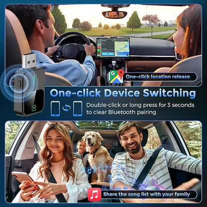 Wireless CarPlay & Android Auto Adapter 2-in-1, Convert Wired to Wireless, Plug & Play CarPlay Dongle, Auto-Connect, No Delay, USB A/Type-C Mini Size Car Play Adapter for Apple iPhone/Android