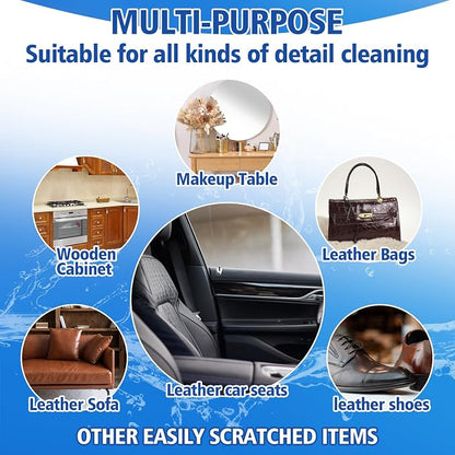 MAQIHAN Microfiber Pad - 4PCS Microfiber Pads Detailing Sponge Two Sides of Fiber Cloth and Nylon Bristle Brush Car Interior Detailing Kit for Leather Sofa Shoes and Bags Car Wash Kit