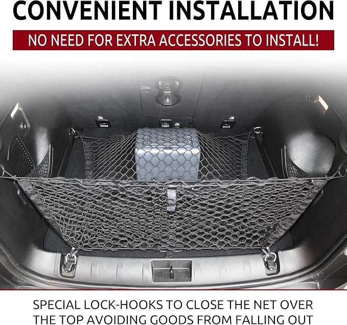 Envelope Style Trunk Mesh Cargo Net for Jeep Compass, Patriot, Renegade 2007-2026 Automotive Exterior Accessories - Premium Car Storage Organizers, Cargo Bed Net For Pickup Truck Smart Vehicle Storage