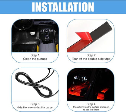 Car LED Strip Light, 24 LED RGB Neon Auto Interior Atmosphere Lights, 12V Cigarette Lighter Under Dash Ambient Night Light, Auto Decorative Lamp Accessory for Car Truck (Red, Cigar Lighter)