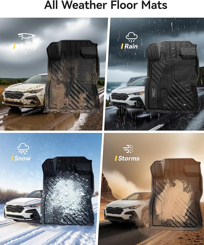 3W Floor Mats for 2026 2025 2024 Subaru Crosstrek & Impreza(Not for Crosstrek Hybrid), All Weather TPE Custom Fit Guard Durable Floor Liners for Subaru Crosstrek & Impreza, Car Accessories