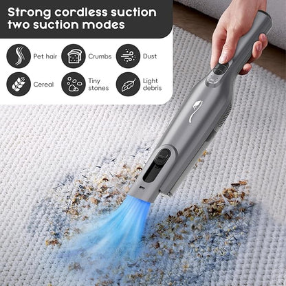 Cordless Handheld Vacuum, Lightweight Portable Hand Vacuum Cleaner with LED Light,Rechargeable Hand Held Vacuum with One-Touch Empty, Powerful Suction for Office, Home,Car, Coal