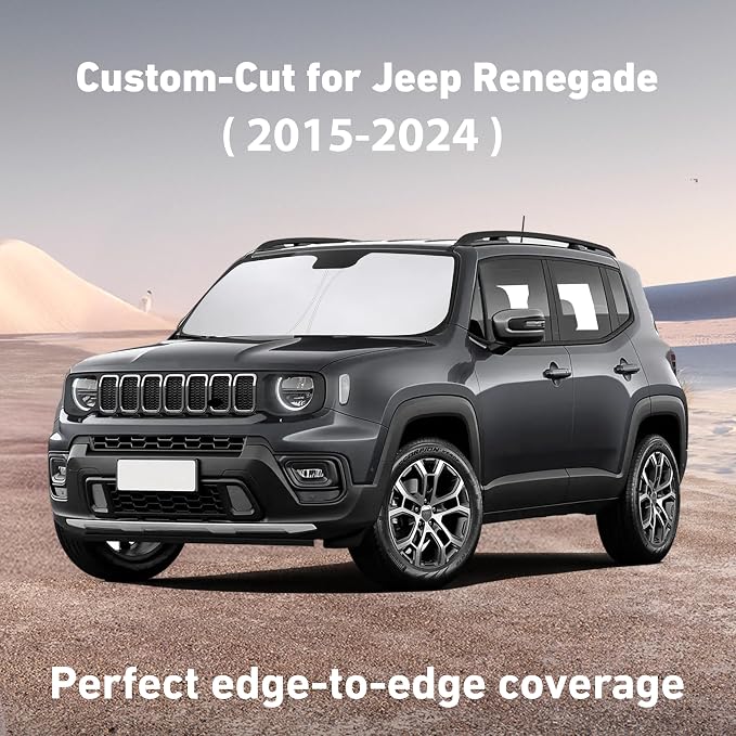 EcoNour Windshield Sunshade Compatible for Jeep Renegade 2015-2022 2023 2024, Sun Visor for Front Windshield & Window Sun Shade Cover, UV Heat Blocker & Protector, Car Accessories
