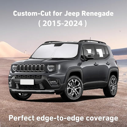 EcoNour Windshield Sunshade Compatible for Jeep Renegade 2015-2022 2023 2024, Sun Visor for Front Windshield & Window Sun Shade Cover, UV Heat Blocker & Protector, Car Accessories