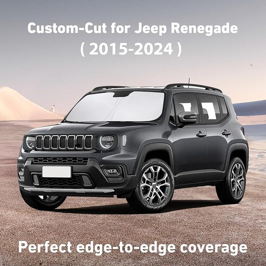 EcoNour Windshield Sunshade Compatible for Jeep Renegade 2015-2022 2023 2024, Sun Visor for Front Windshield & Window Sun Shade Cover, UV Heat Blocker & Protector, Car Accessories
