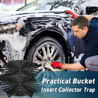 Tallew Car Wash Bucket Insert Grit Traps for Car Washing Detailing Kit Accessories Cleaning Tool Fits 12 Inch Diameter Bucket or 3-5 Gallon(Black,4 Pieces)