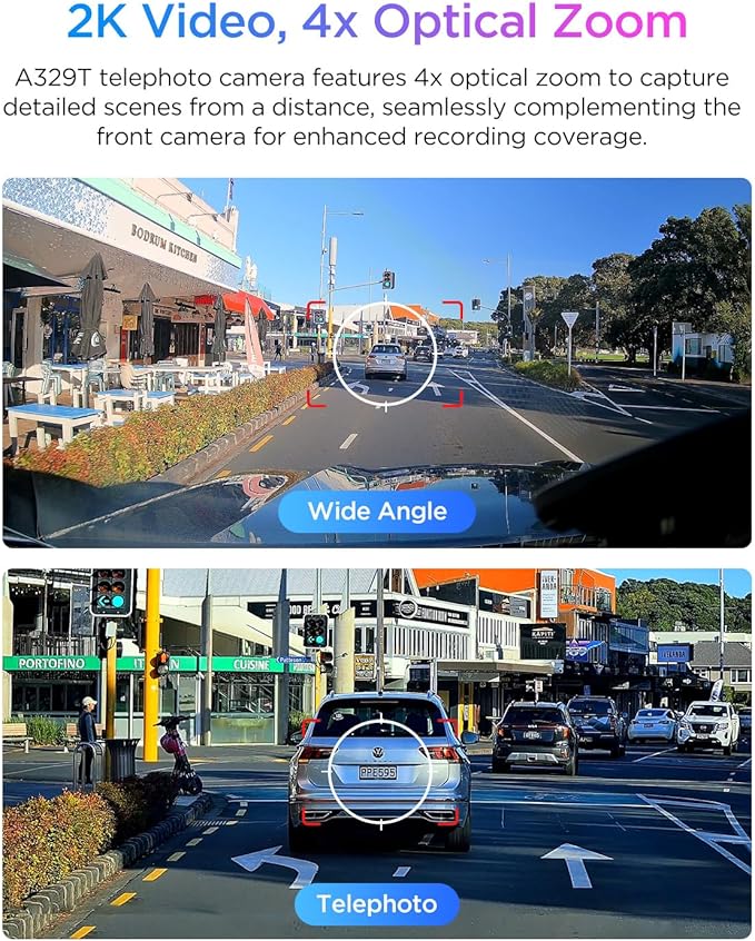 VIOFO A329T 4K 3 Channel Dash Cam, 4K Front + 2K Telephoto + 2K Rear, Power Saving Parking Mode, Wi-Fi 6 App Control, All-Channel STARVIS 2 Sensors, Supports up to 4TB SSD Storage