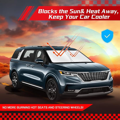 ARISMOTOR Windshield Sun Shade for Kia Carnival 2022-2025 2026, Custom Fit Foldable Front Window Sunshade Sun Visor Protector, Block UV Rays Keep Your Car Cooler
