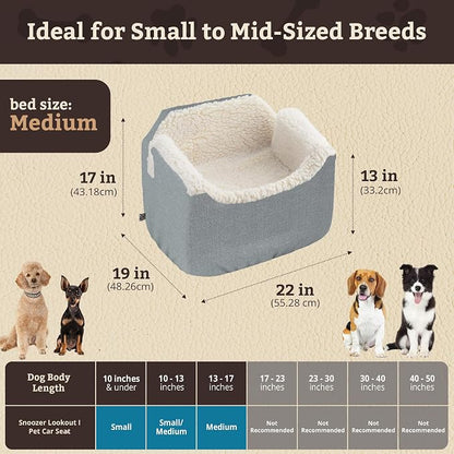 SNOOZER PET Products Lookout 1 Dog CAR SEAT, Stone Diamond, Medium