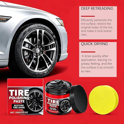 Tire Gloss Protection Agent, Tire Polishing Paste, Tire Coating Paste, Ungraded Long-Lasting Tire Dressing with Wet Gloss Look Finish for Car, Truck, Motorcycle, Rv & More (3pcs)