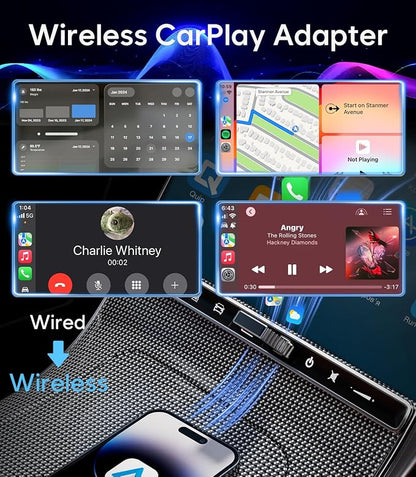 Wireless CarPlay Adapter + Android Auto Wireless Adapter, Apple CarPlay Adapter, Upgrade Wired CarPlay to Wireless, Plug and Play Stable Connection, Aluminum Body, USB A/Type C