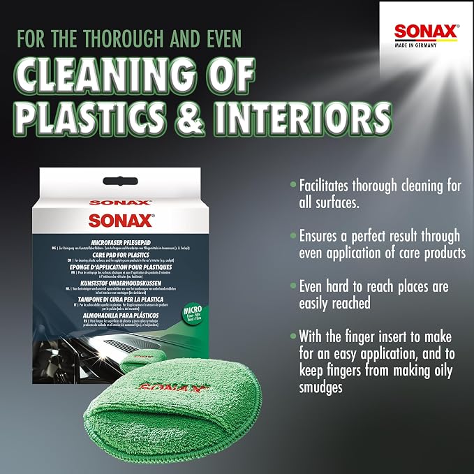 SONAX Care Pad for Plastics | Interior Trim & Dashboard Applicator | Non-Abrasive | Easy Grip | Safe for All Vehicle Plastics