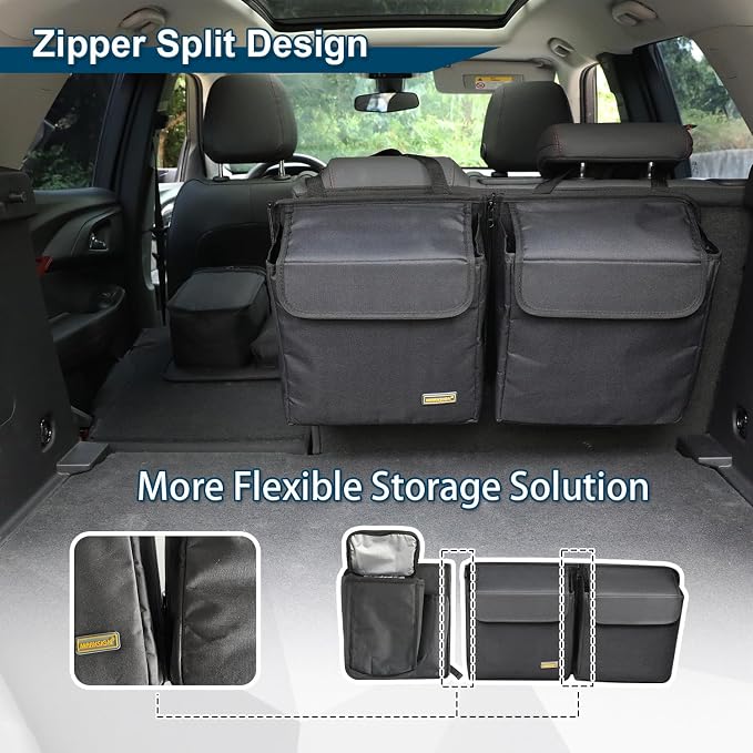 Deluxe Car Trunk Organizer, Detachable Backseat Hanging Organizer Storage Modules with Built-in Cooler for Car Small SUV, Patent Pending
