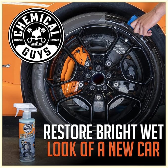 Chemical Guys Tire Kicker Extra Glossy Tire Shine Spray, 16 fl oz | Includes foam applicator; works on rubber, vinyl and plastic; for cars, trucks, motorcycles, RVs and more