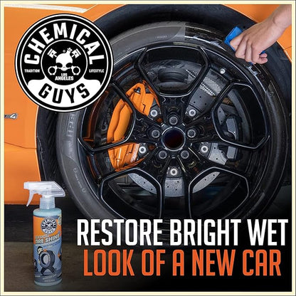 Chemical Guys Tire Kicker Extra Glossy Tire Shine Spray, 16 fl oz | Includes foam applicator; works on rubber, vinyl and plastic; for cars, trucks, motorcycles, RVs and more