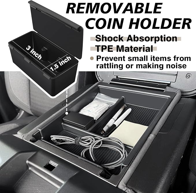 Muslogy Center Console Organizer Compatible with 2020-2025 2026 Chevy Silverado/GMC Sierra 1500 2500HD 3500HD Accessories Storage Insert Box Console Armrest Divider(Jump Seat ONLY) - Upper Organizer