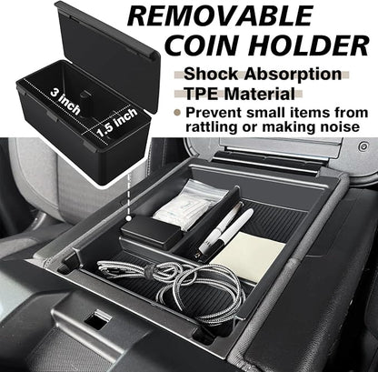 Muslogy Center Console Organizer Compatible with 2020-2025 2026 Chevy Silverado/GMC Sierra 1500 2500HD 3500HD Accessories Storage Insert Box Console Armrest Divider(Jump Seat ONLY) - Upper Organizer