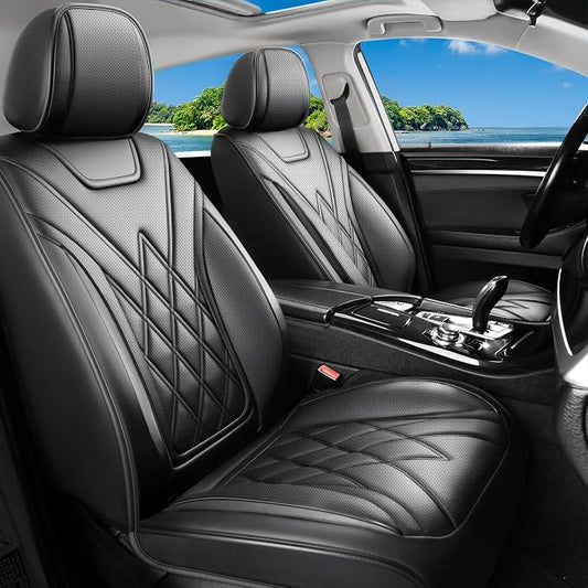 Car Seat Covers Compatible with Hyundai Tucson 2010-2026 - Waterproof & Breathable Luxury Leather All-Weather Seat Cushions Protectors, Airbag Compatible, Only 2 Front seat Covers (Black)