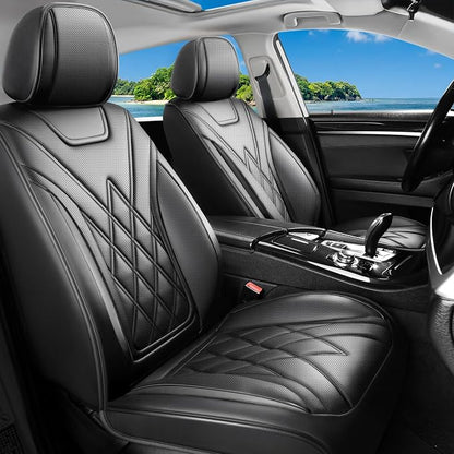 Car Seat Covers Compatible with Hyundai Ioniq 2017-2025 2026 - Full Set 5 Seats Luxury Leather All-Weather Seat Cushions & Protectors, Waterproof & Breathable, Airbag Compatible (Black)