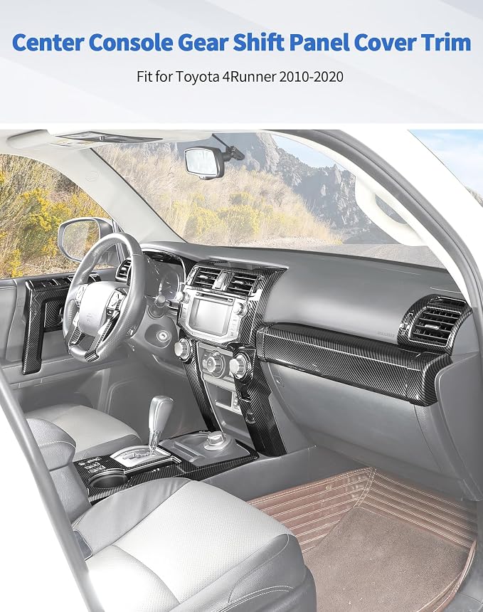 for 4Runner 2010-2019 Carbon Fiber Black Whole Set Interior Panel Cover Trim Kit, Center Console Gear Shift Dashboard Panel Cover Trim for Toyota 4runner Interior Accessories
