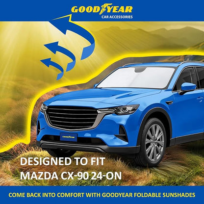 Goodyear Foldable Windshield Sunshade for Mazda CX-90 2024-2026, Truck car Accessories, Sunshade Cover, Sun Shade Car Windshield, Window Sun Blocker - GY008360