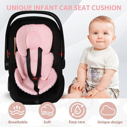 Infant Carseat Insert, 2-in-1 Reversible Baby Car Seat Cushion for Newborn Toddler Head & Body Support Car Seat Pad for Carseats, Strollers, Swings, Bouncers