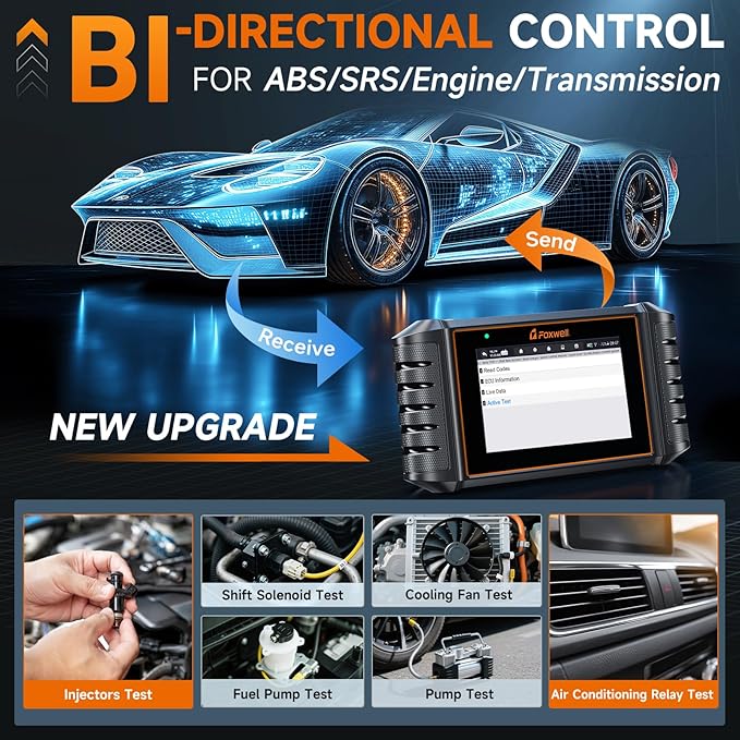2026 FOXWELL NT716 Code Reader, 4-System OBD2 Scanner Diagnostic Tool for ABS, SRS, Transmission & Engine, 9 Reset, ABS Bleeding, AutoVIN, Live Data, Active Test, Lifetime Free Updates, Orange