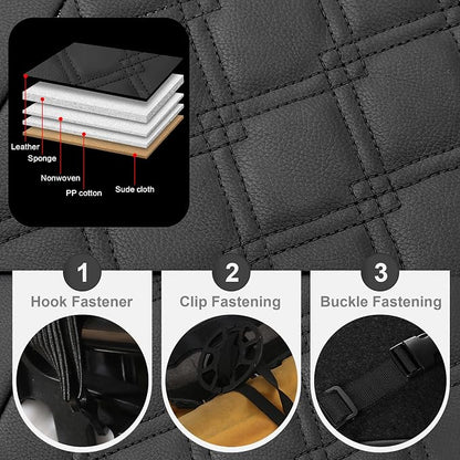 CAROMOP Luxury PU Leather Car Seat Covers Front Set - Anti-Stain Waterproof Automotive Seat Covers for Cars - Universal Car Interior Covers Seat Protectors for SUVs Pick-up Trucks(Black/Red Line)