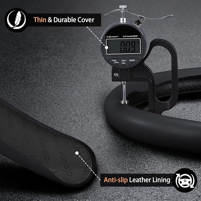 Aimato Customized Steering Wheel Cover for Chevy Silverado 1500 2014-2018/2500 3500 2015-2019/Suburban Tahoe 2015-2020/Traverse 2018-2023,Thin,Anti-Slip,Scratch-Resistant Car Accessory for Chevrolet