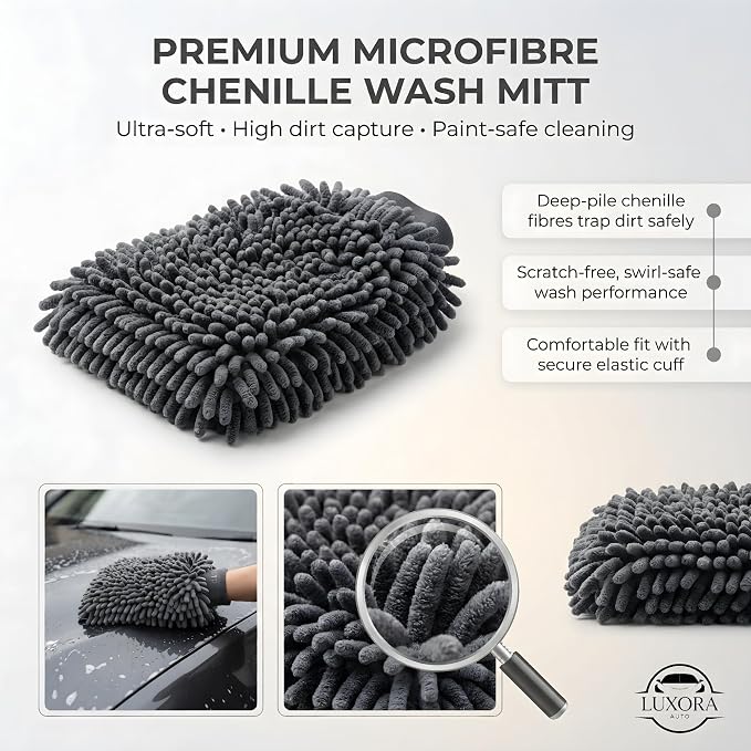 Car Cleaning Kit for Men | Professional Car Detailing Products, Wheel Brush, 2 Large 300GSM Microfibre Towels, Wash Mitts